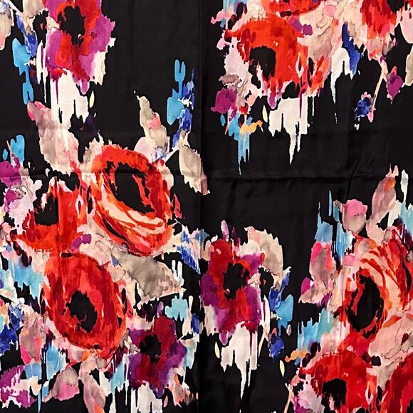 Kate Spade Navy Blue Silk Floral Scarf - Picture 7 of 7